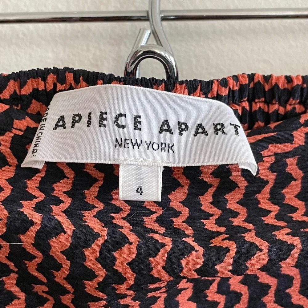 Apiece Apart Baja Tie Skirt – Navy & Burnt Orange – Silk – Size 4 - Picture 7 of 7